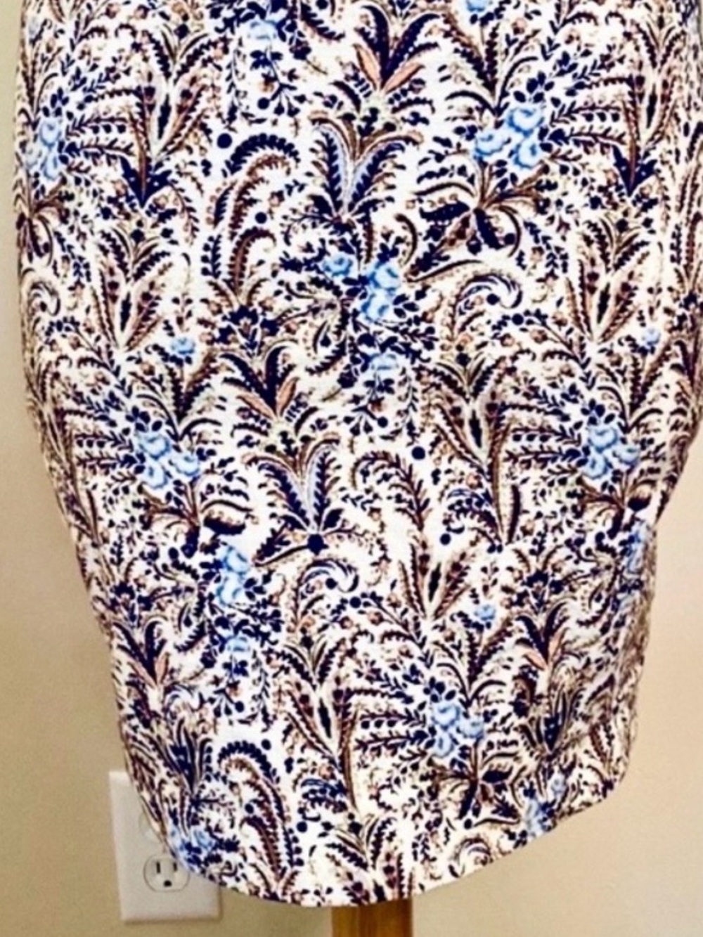 Ann Taylor Petite Blue Cream Floral Leaf Paisley Print 6P Cottagecore Mini Skirt - Picture 4 of 11